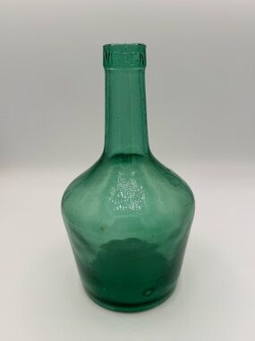 Vintage Viresa- Green Blown Glass Bottle - Decorative Vase